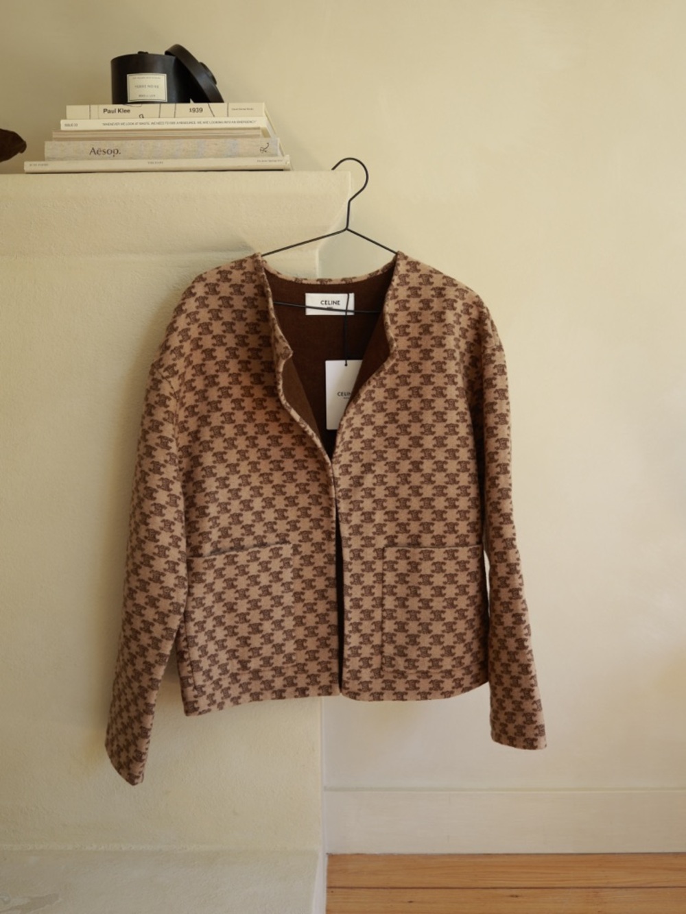 Céline Paris Phoebe Philo Era Houndstooth Wool & Silk Jacket. Made in Italy